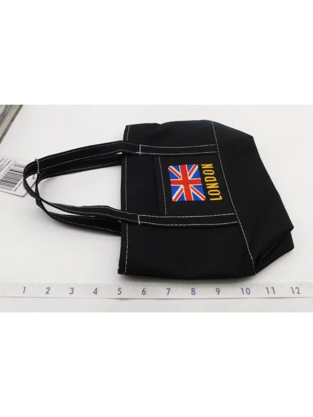NEW Union Jack Small Nylon Tote Bag With London Embroidery Black Souvenir Kids